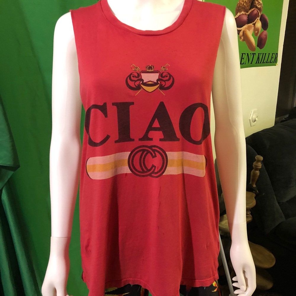 Rebel Yell S red Ciao muscle tee tank top